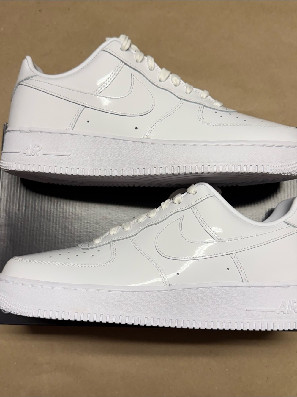 Nike Air Force 1 Low Patent Leather White Premium AF1 Men’s size 12 shoes NEW!